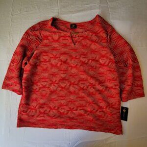 Red Gold 3/4 Sleeve Fancy Top Women's Christmas Size 3XL JM Collection NWT